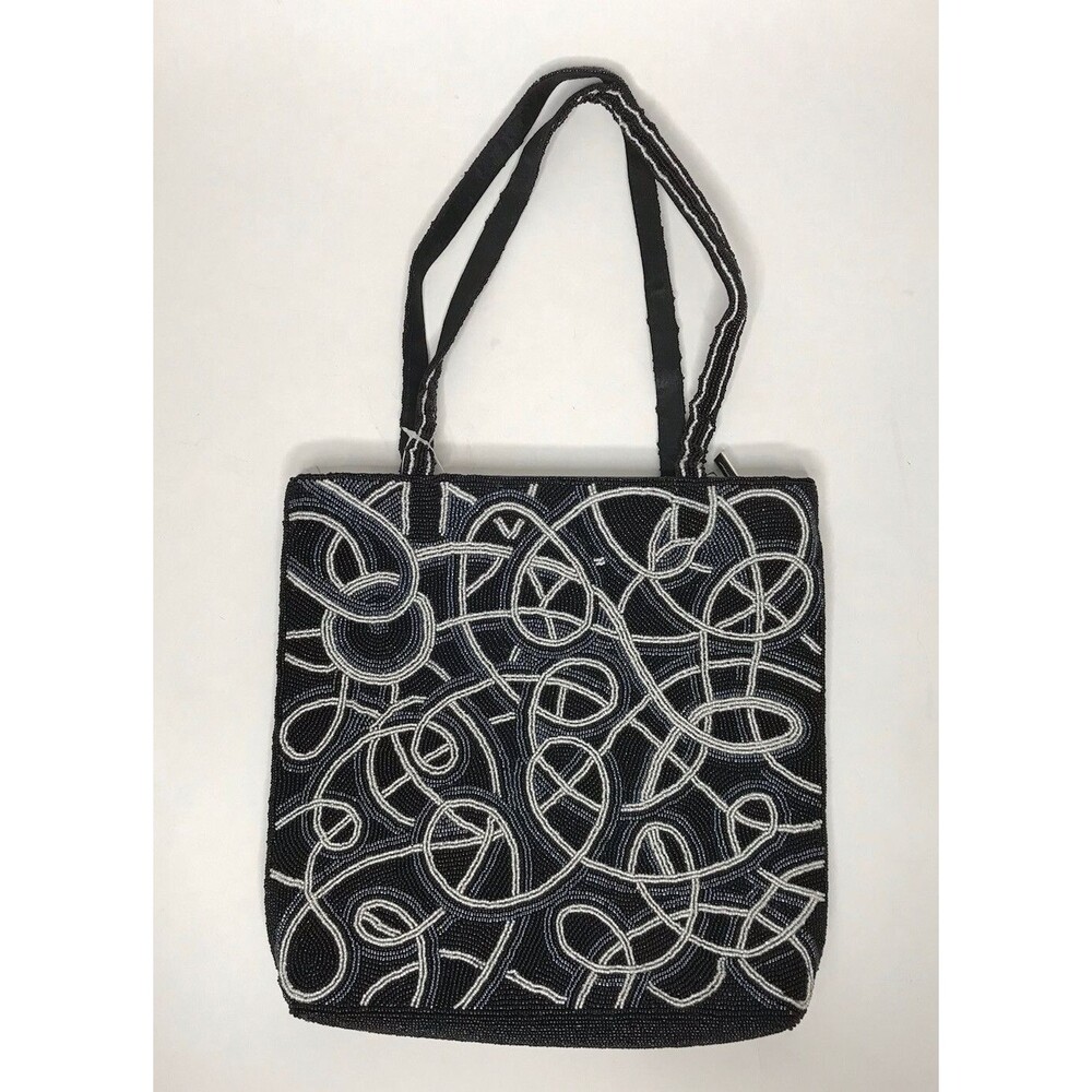 VNTG Gevarno Black Silver Purse Handbag Tote with Handle - New with tag - Beaded - Picture 10 of 11